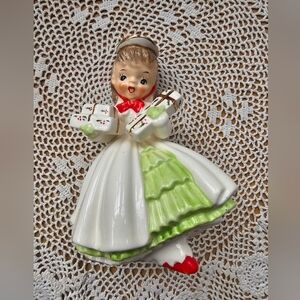 Vintage Napco Christmas Gift Shopper Girl Figurine 1956 Retro Kitch